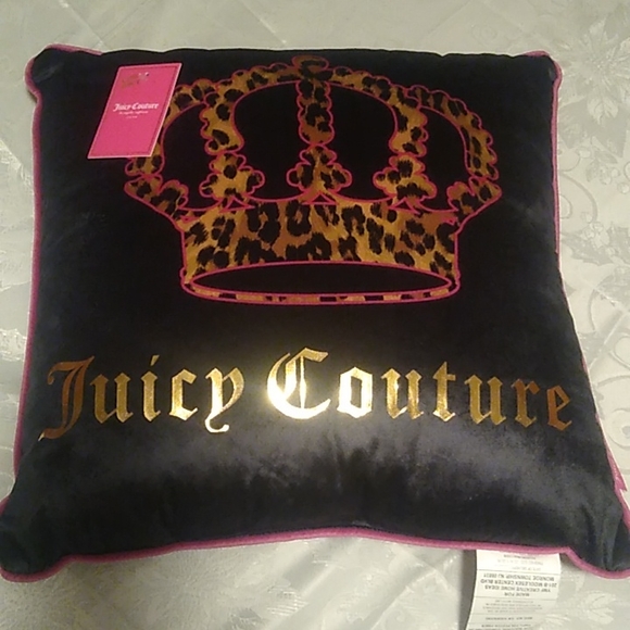 Juicy Couture throw pillow 20" x 20" crown animal leopard print queen - Picture 1 of 11